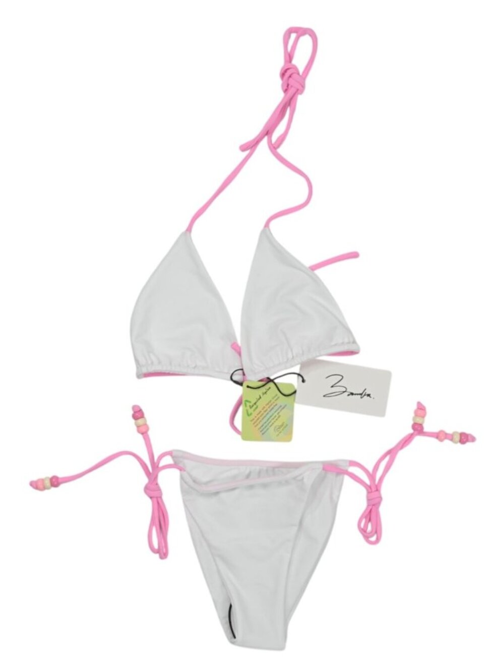 Bamba Swim Malibu Top & Oasis Bottoms Bikini Set in White Pink